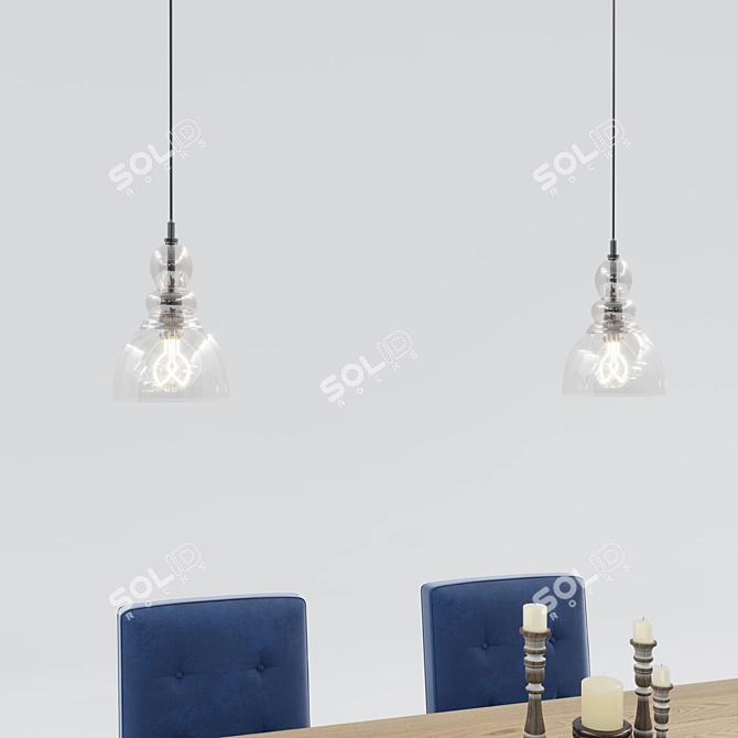 Modern Gray Dining Set 3D model image 2