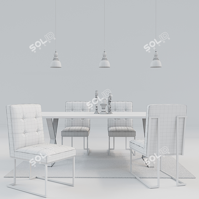 Modern Gray Dining Set 3D model image 3