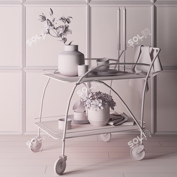 Pink Passion Decorative Trolley Set 3D model image 3