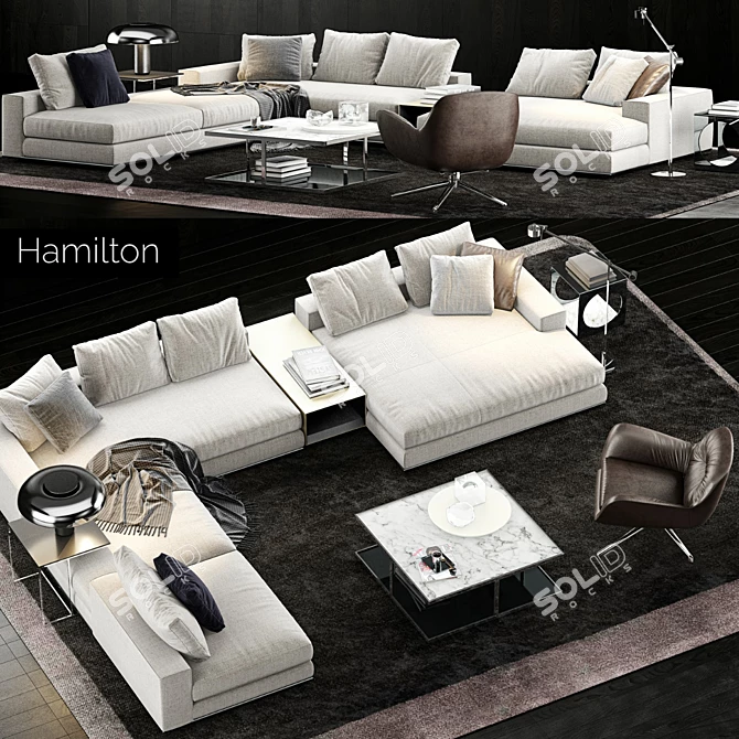 Modern Minotti Hamilton Sofa: Elegant & Comfortable 3D model image 1