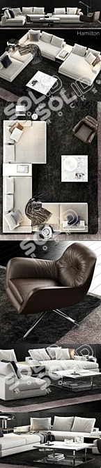 Modern Minotti Hamilton Sofa: Elegant & Comfortable 3D model image 2