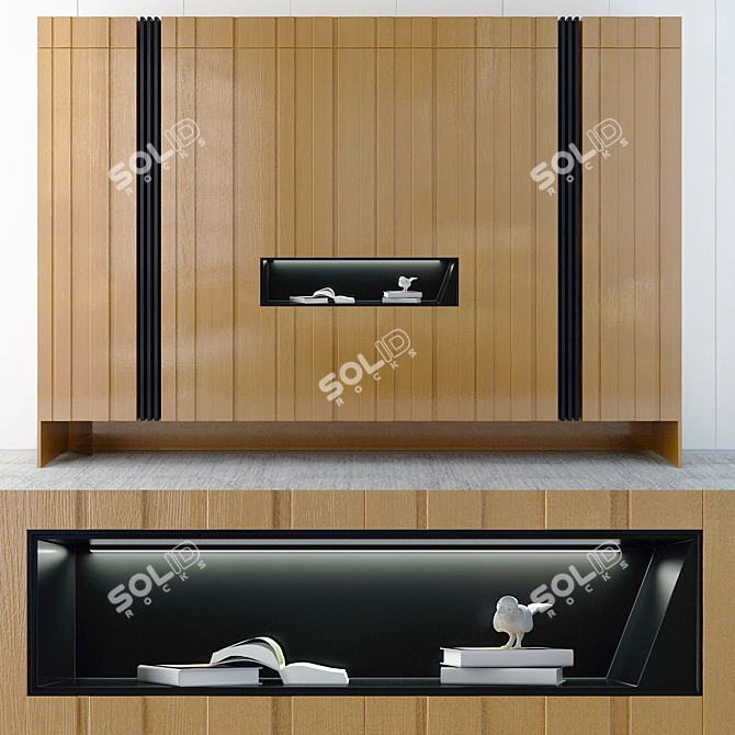 Modern Wooden Wardrobe 3D model image 1