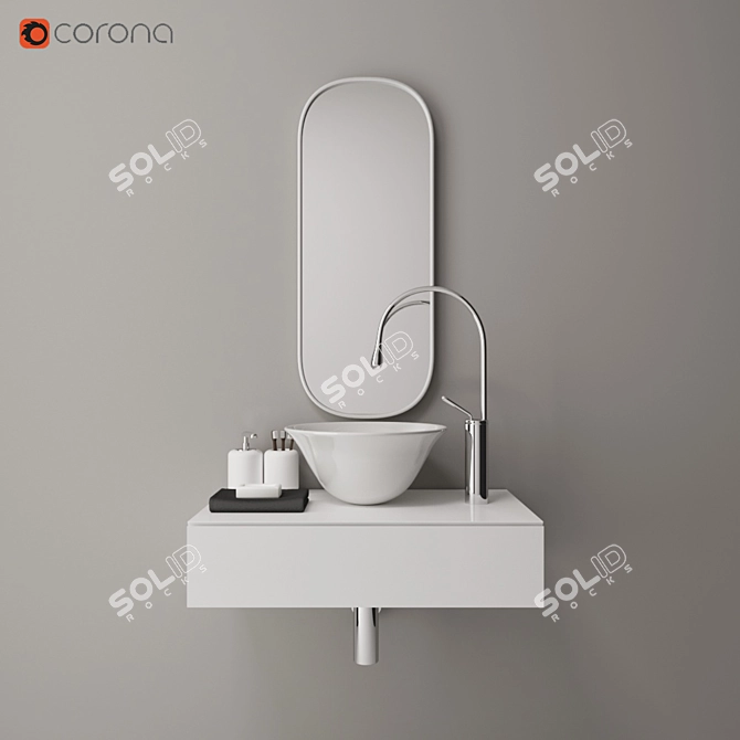 Goccia Washbasin Set: Stylish, Ceramic & White 3D model image 1