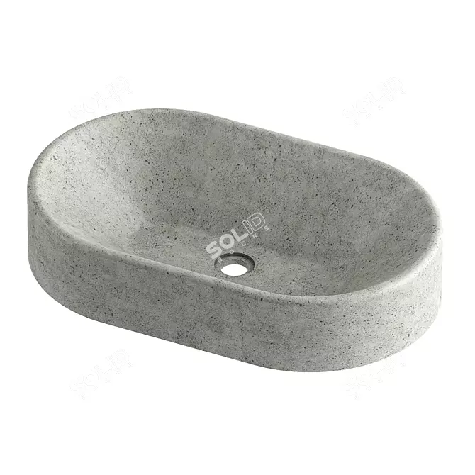 Concrete Elegance: Ellipse Sink 3D model image 1