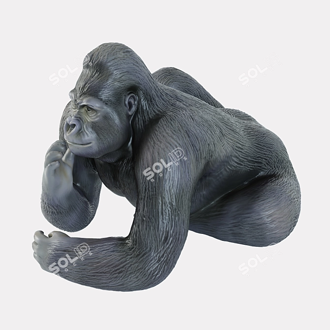 Gorilla King Figurine: Detailed 3D Model 3D model image 3