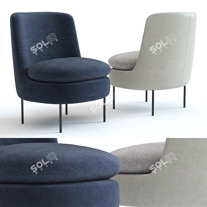 West Elm Curved Slipper Chair 3D model image 1