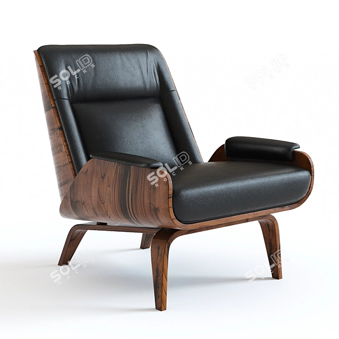 West Elm Paulo Bent Ply Leather Chair: High-Detailed 3D Model 3D model image 1