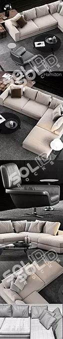 Elegant Minotti Hamilton Sofa Set 3D model image 3