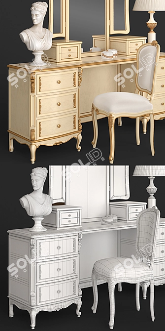 Elegant Vanity Set 3D model image 2