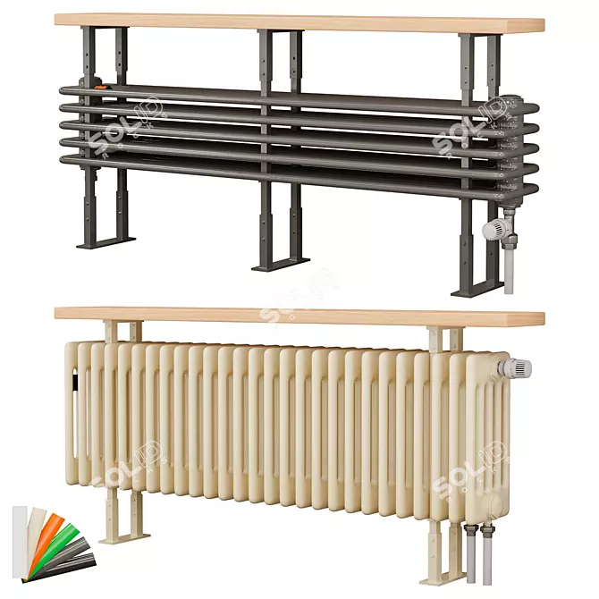 Elegant Radiator Bench 3D model image 1