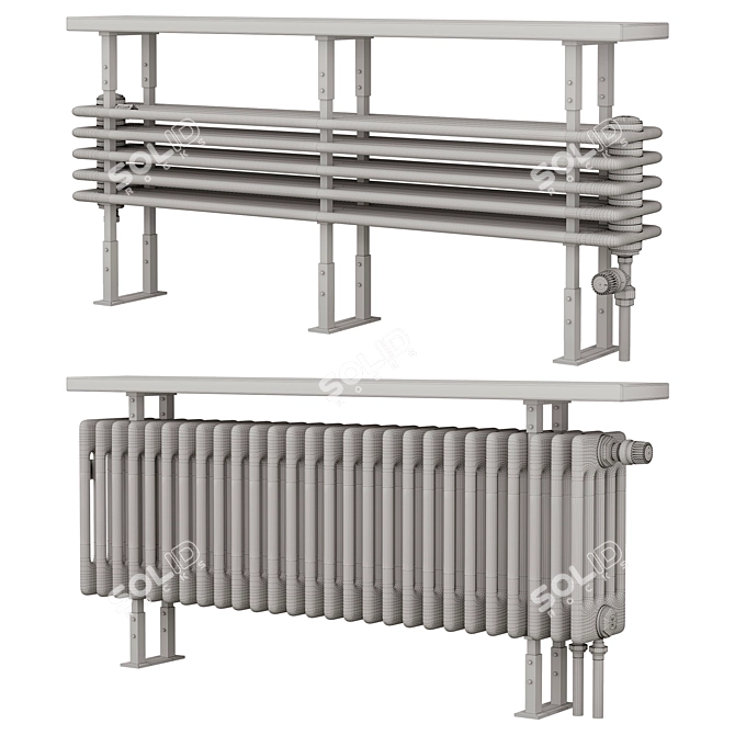 Elegant Radiator Bench 3D model image 2