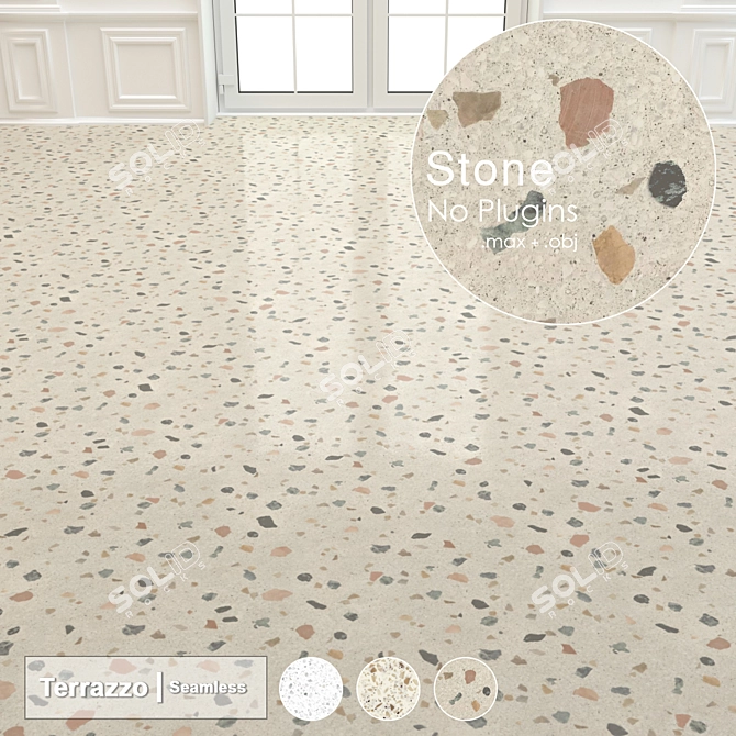 Elegant Seamless Terrazzo Stone 3D model image 2