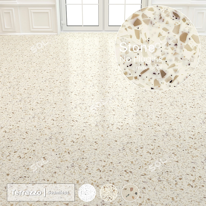 Elegant Seamless Terrazzo Stone 3D model image 3