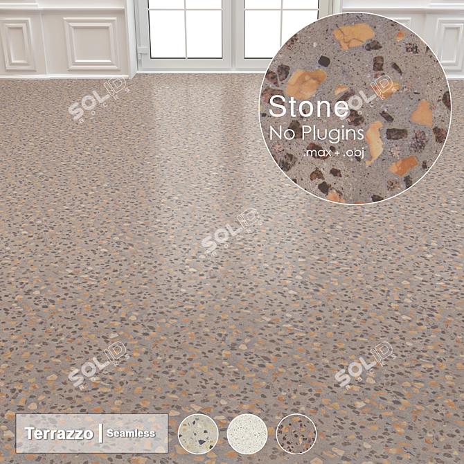 Elegant Terrazzo Stone Collection 3D model image 2