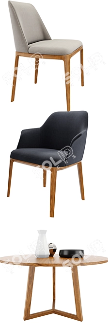 Elegant Poliform Sophia Armchair Set 3D model image 2