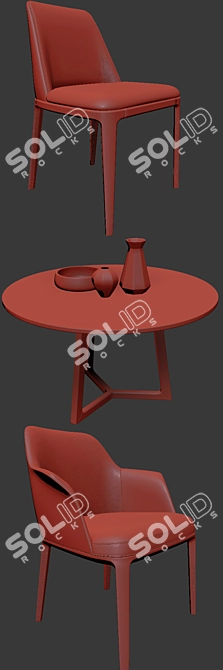 Elegant Poliform Sophia Armchair Set 3D model image 3