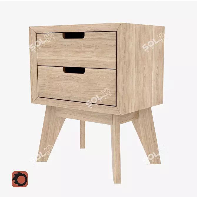 Elegant Ash Wood Box 3D model image 1