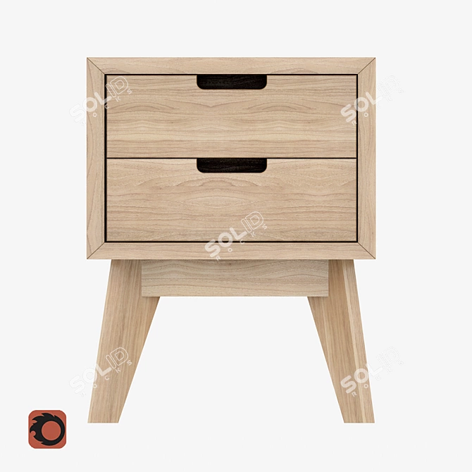 Elegant Ash Wood Box 3D model image 2