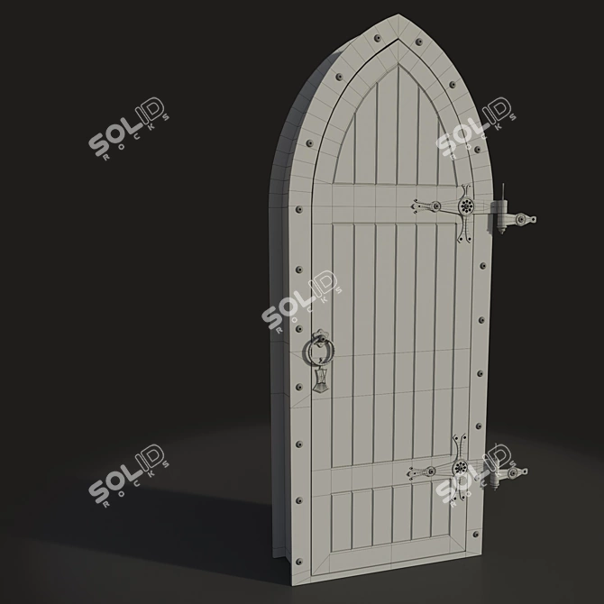 Medieval-Style Wooden Door 3D model image 3