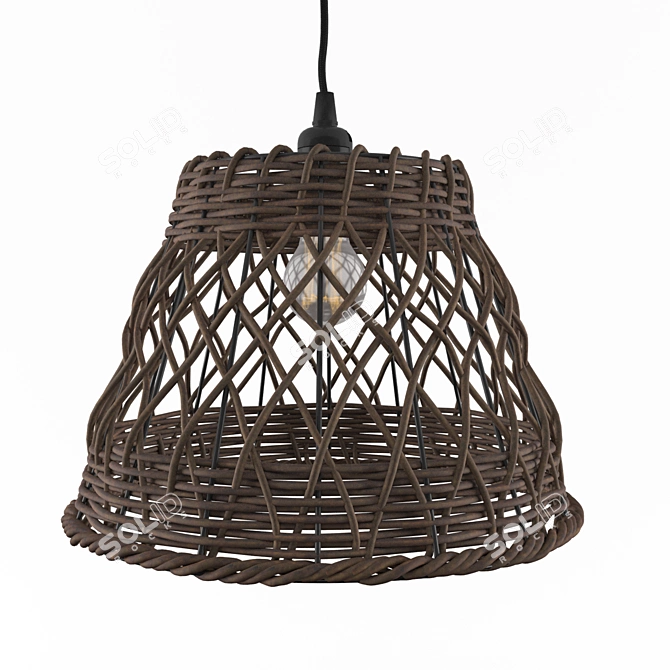 Boho Rattan Cone Pendant 3D model image 2