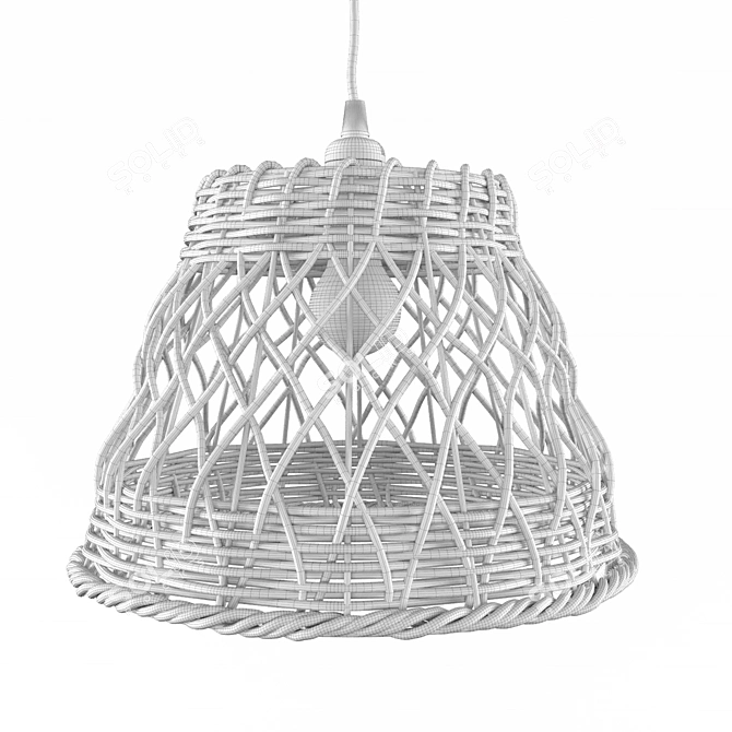 Boho Rattan Cone Pendant 3D model image 3