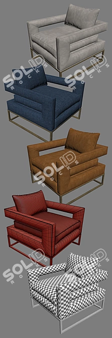 Bevin Velvet Accent Chair: Elegant and Luxurious 3D model image 3