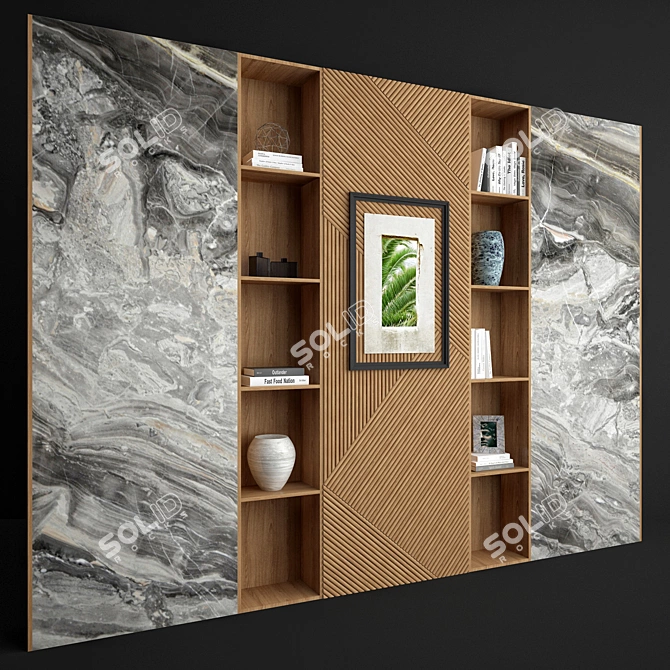 Wood and Marble Shelf 3D model image 1