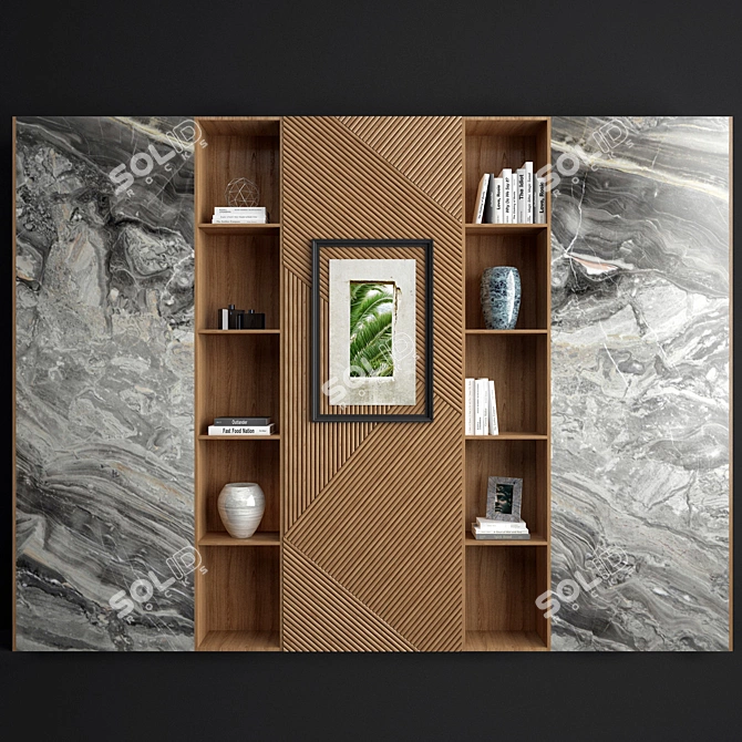 Wood and Marble Shelf 3D model image 2