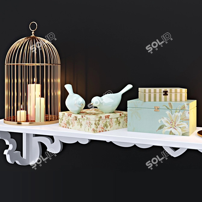 Modern Wall Shelf Set 3D model image 2