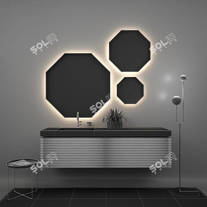 Elegant DOLCEVITA Vanity by AQUA 3D model image 2