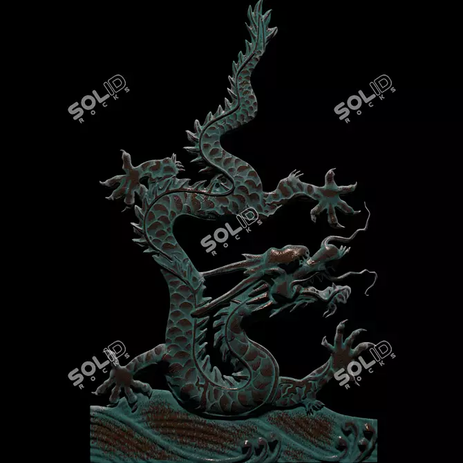 Chinese Dragon Bas-relief 3D model image 1