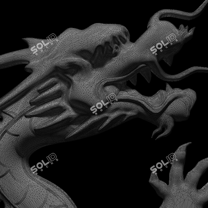 Chinese Dragon Bas-relief 3D model image 2