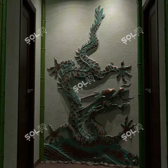 Chinese Dragon Bas-relief 3D model image 3