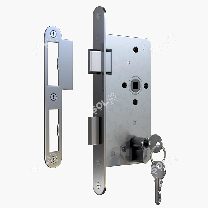 Euro Lock Cylinder with Keys 3D model image 1