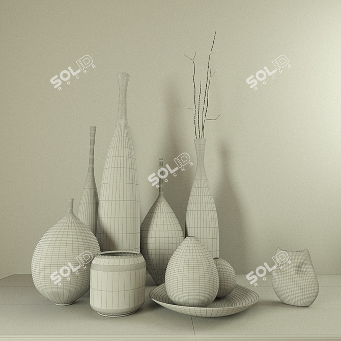 Elegant Vase Set for Chic Decor 3D model image 3