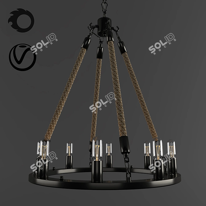 Rope-Wrapped Pendant Lamp 3D model image 1