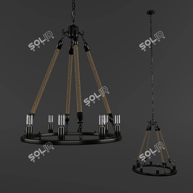 Rope-Wrapped Pendant Lamp 3D model image 2