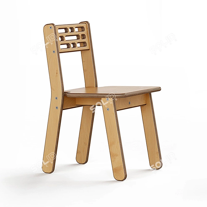 Module Birch Plywood Chair 3D model image 1