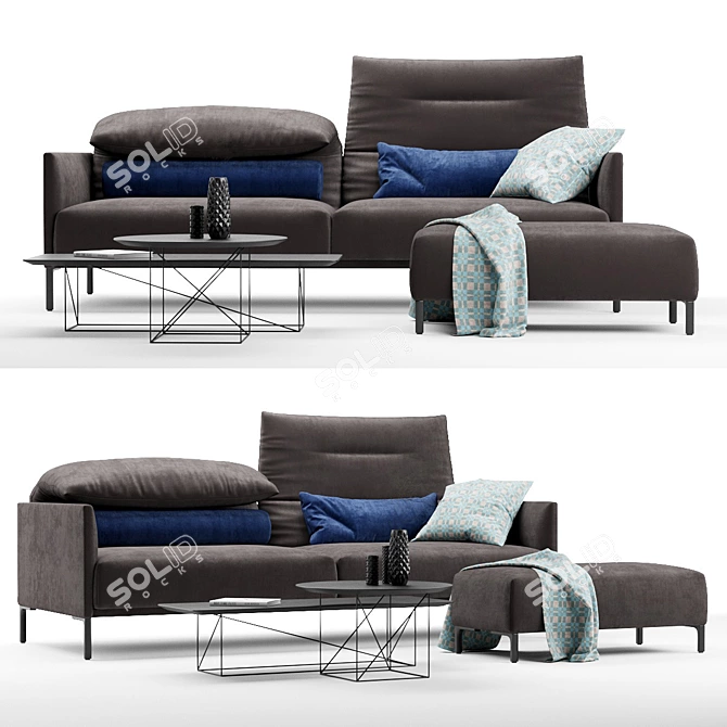 AVALANCHE | Upholstered 3-Seater Sofa 3D model image 1