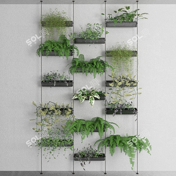 Wall Green: Vibrant Decorative Plants 3D model image 1