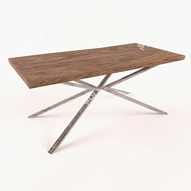 Rustic Slab Table with Metal Legs 3D model image 1