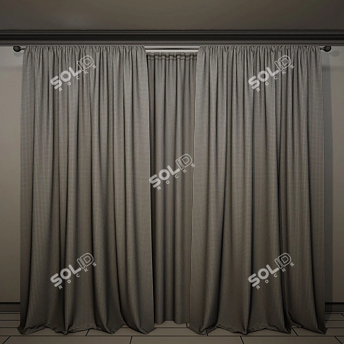 Elegant Floor-Length Sheer Curtain 3D model image 2