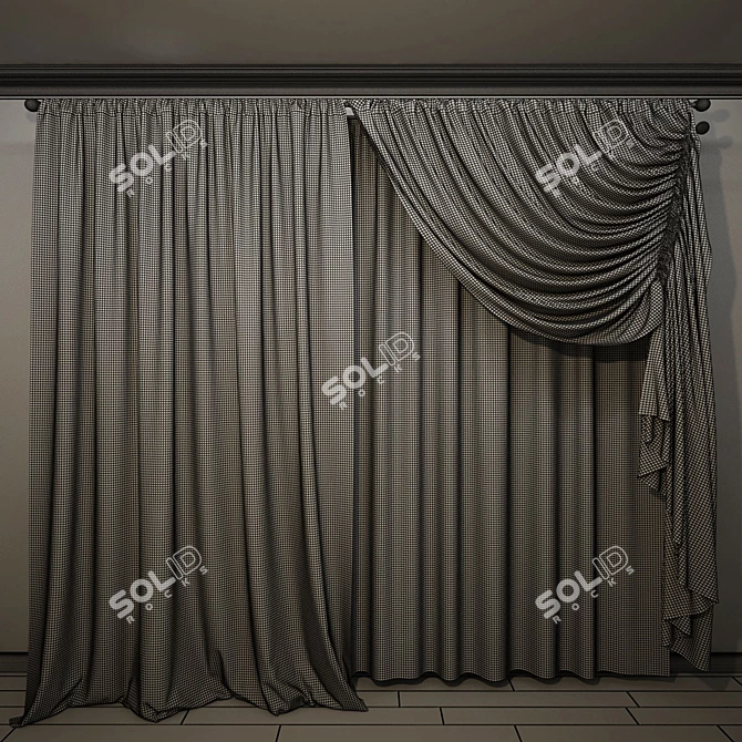 Floor-Length Tie-Up Curtains 3D model image 2