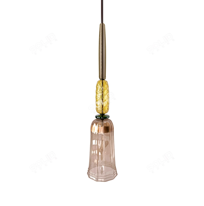 Venetian Sunset Pendant - Hand Blown Amber Glass Lighting 3D model image 1