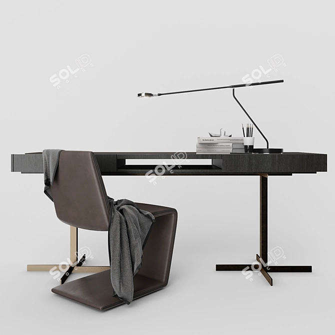 Minotti Phillips Chair and Close Writing Desk 3D model image 1