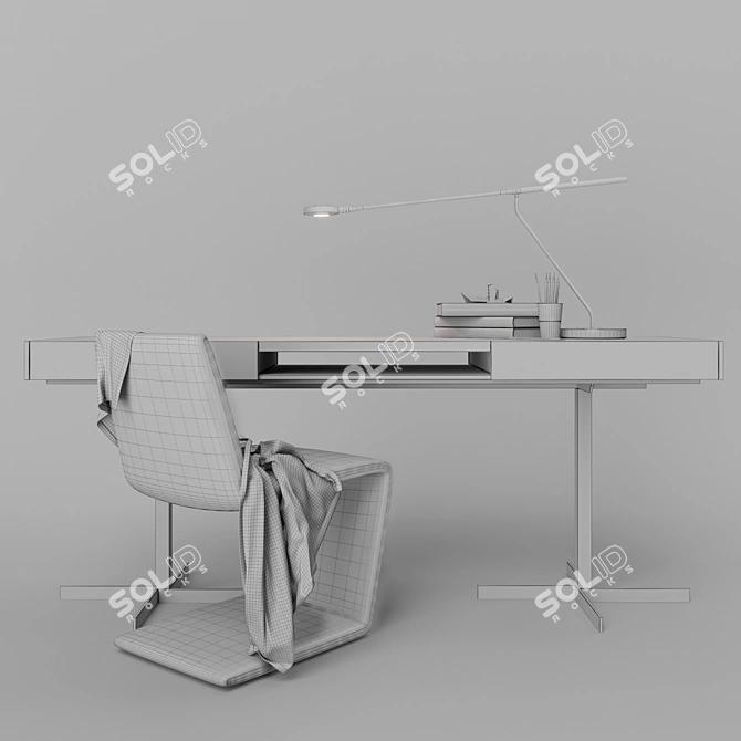 Minotti Phillips Chair and Close Writing Desk 3D model image 3