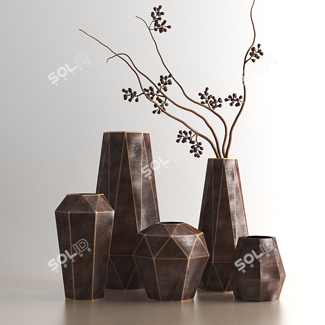 Elegant Copper Vase 3D model image 1