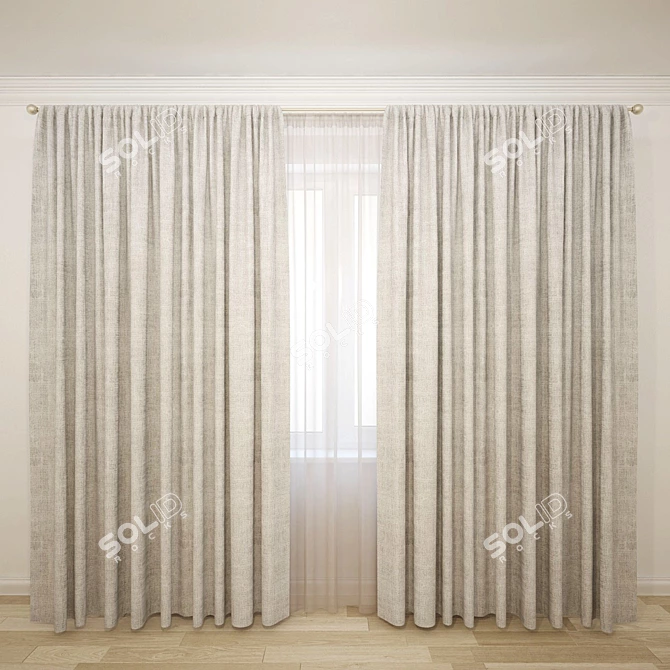 Elegant Sheer Curtain 3D model image 1