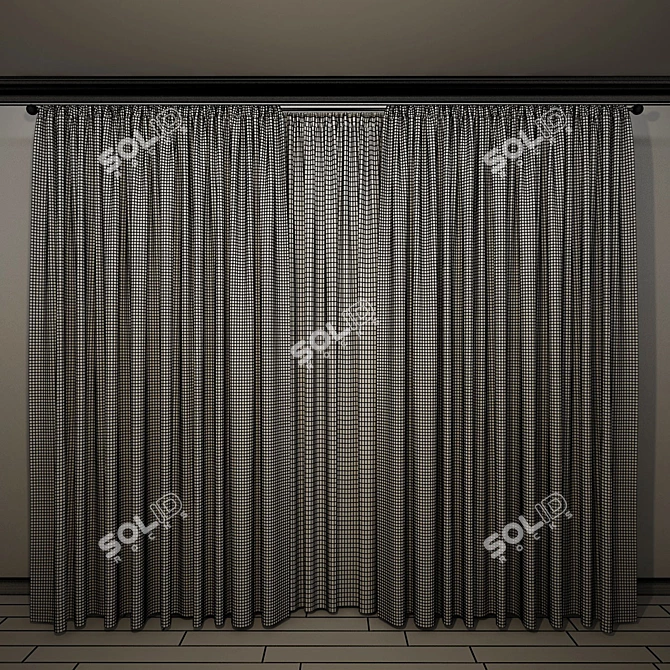 Elegant Sheer Curtain 3D model image 2