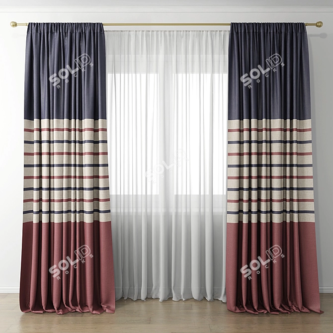 Versatile Window Drapes 3D model image 1